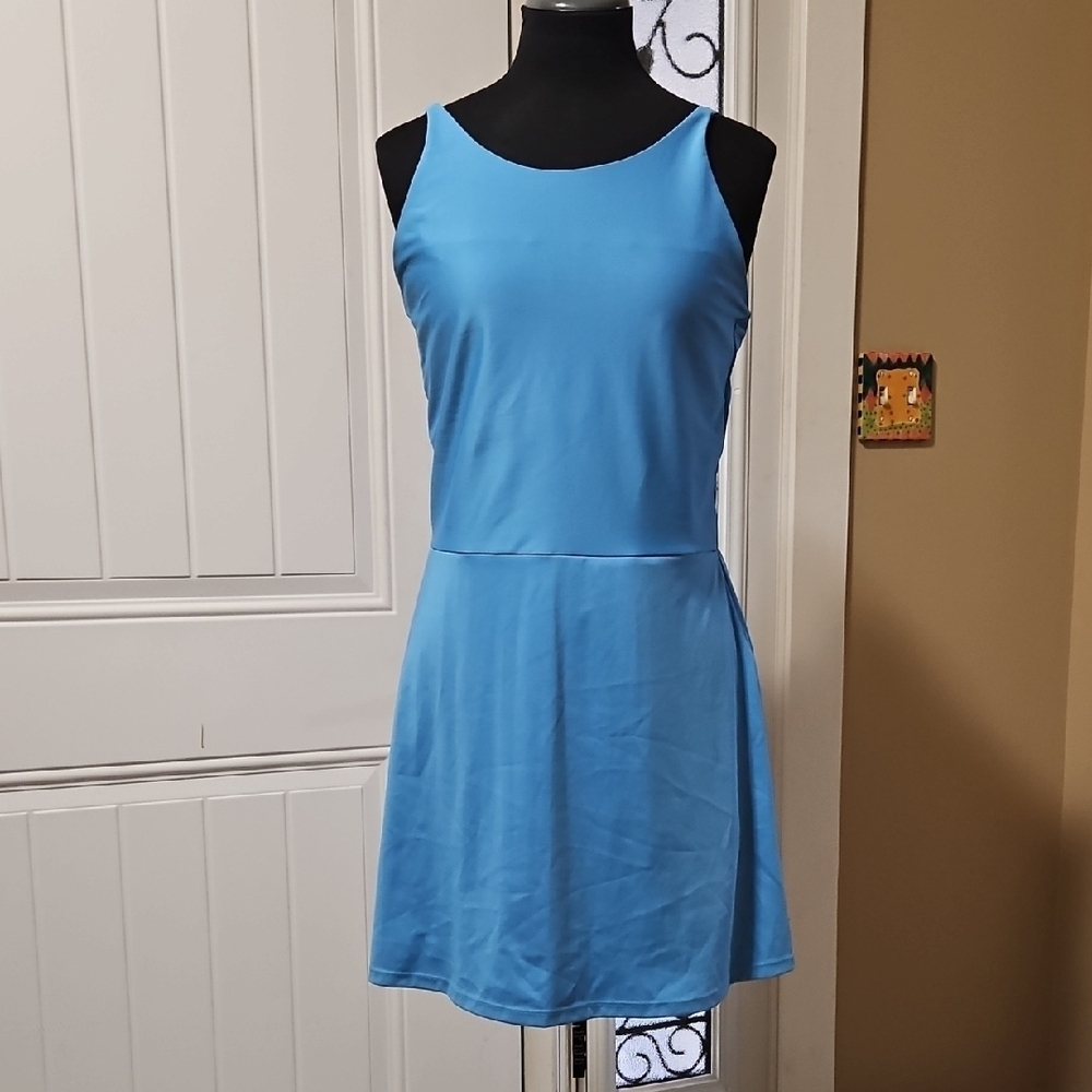 Calvin Klein Blue Performance Stretch Built In Shorts Dress L